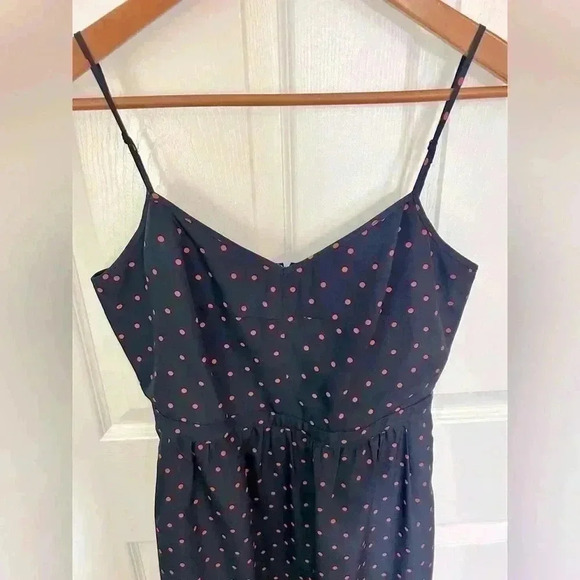 J. Crew Navy & Pink Polka Dot Seaside Cami Dress size 8 - Picture 2 of 4